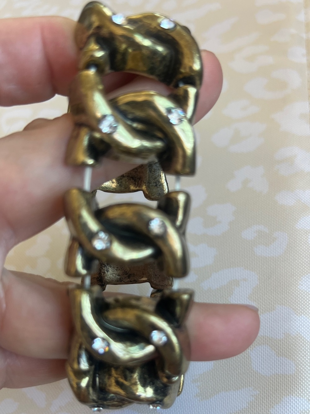 Gold-Tone Chunky Rhinestone Stretch Bracelet – 2.5 inch diameter - Picture 4 of 9